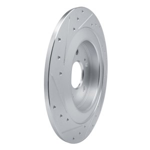 Acura TLX Brake Rotor (1) - Rear Right - R1 Concepts - Drilled & Slotted - Silver - `21-`25